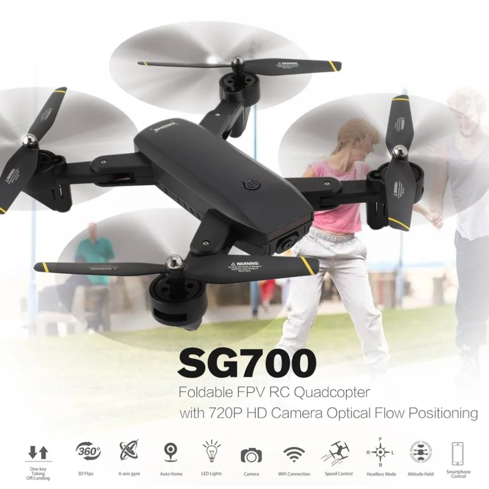 SG700 2,4G Радиоуправляемый Дрон складной Квадрокоптер с 720 P HD Wifi FPV камера оптический поток позиционирования высота удержания Безголовый режим