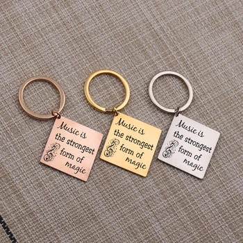 

Music Lover Key Chain Note Pattern 3 Colors Choose Engraved Music Is...Magic Musician Boyfriend Men Girls Jewelry Key Fob