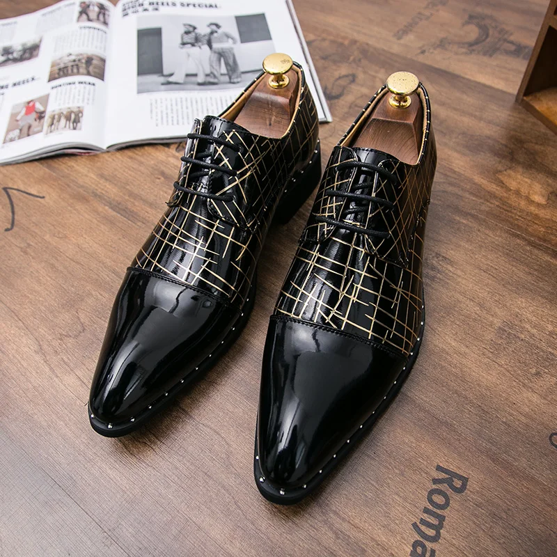 pointed toe mixed colors patent leather men shoes fashion dress ballroom dancing wedding pary flats derby oxfords shoes for men (25)