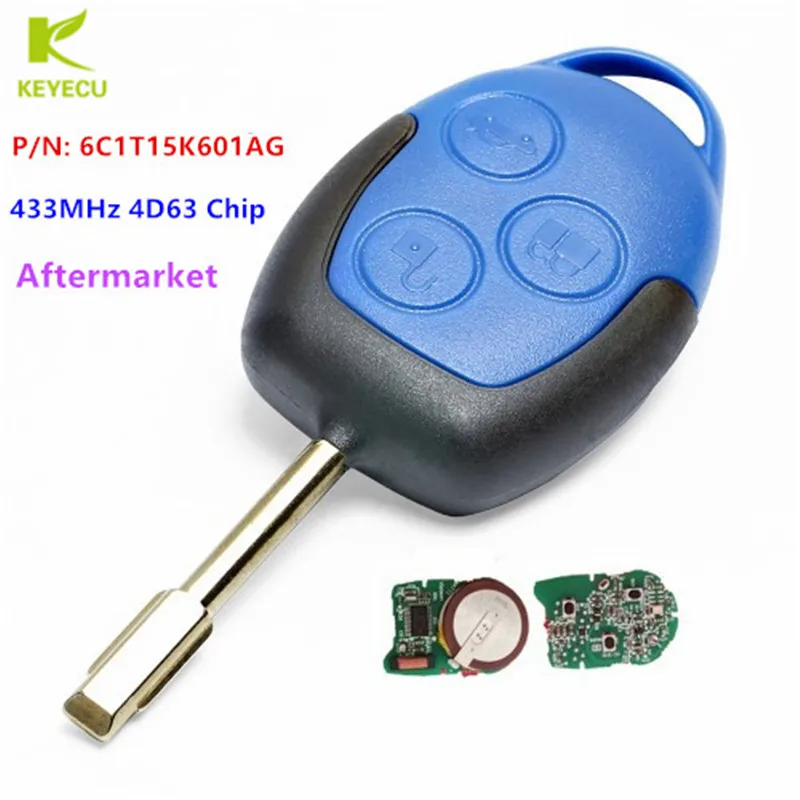 KEYECU Aftermarket TRANSIT дистанционный ключ брелок от машины 3 Button 433MHz 4D63 Chip для Ford Transit WM VM