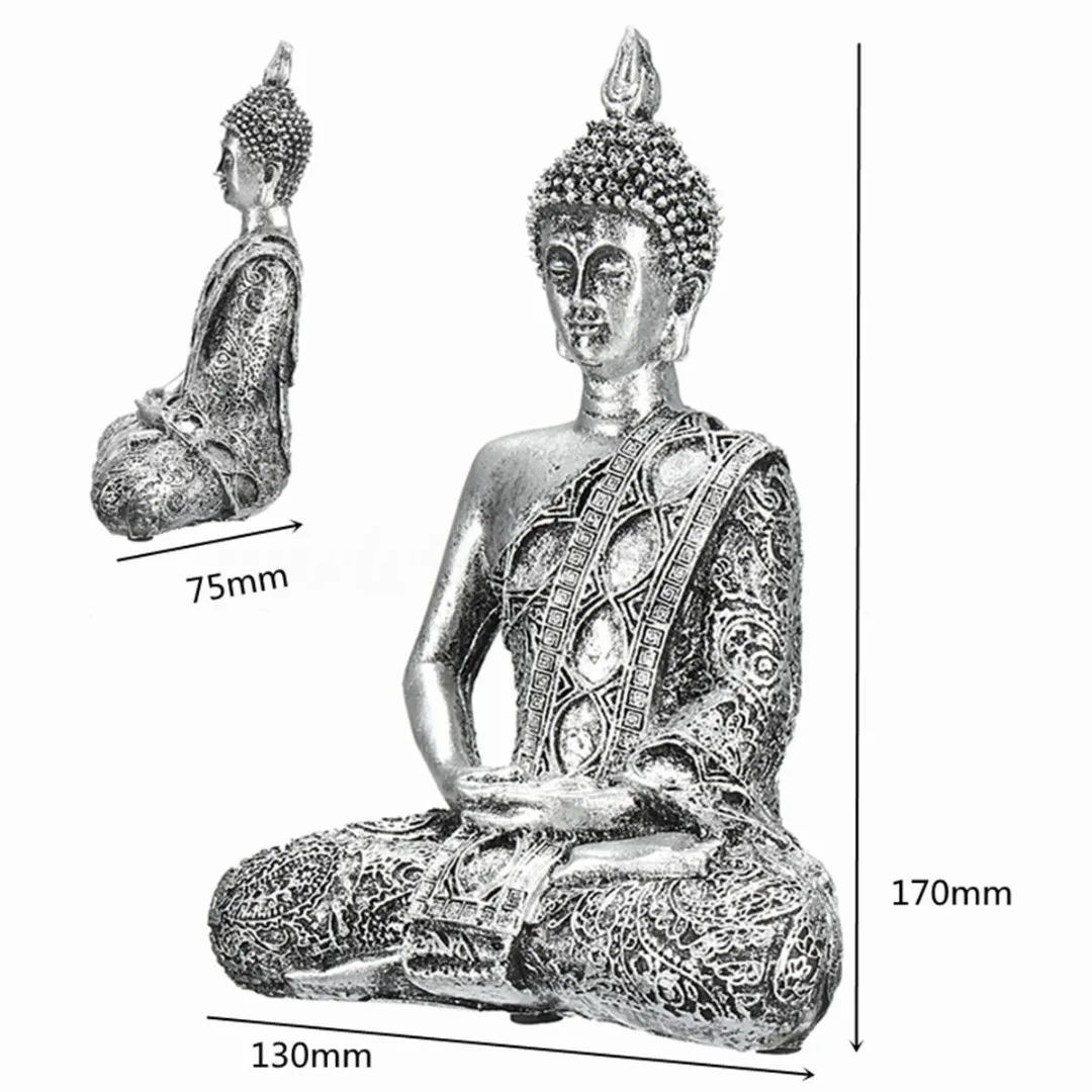 Тайский Будда Статуэтка скульптура Медитирующий античный домашний орнамент фэн шуй серебро
