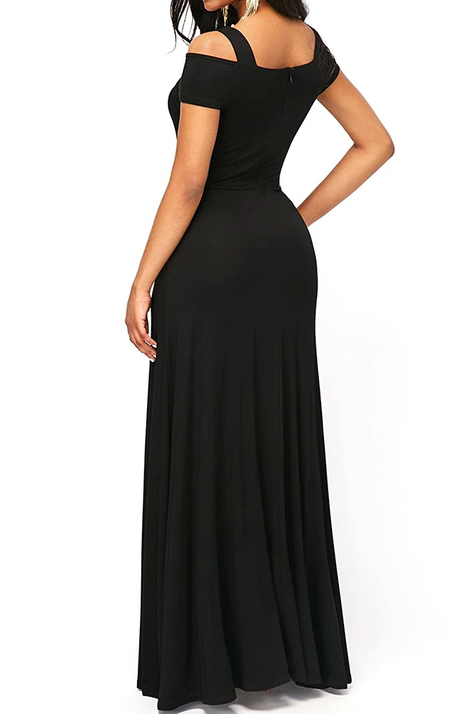 Black-Cold-Shoulder-Front-Slit-Flare-Maxi-Dress-LC61752-2-2