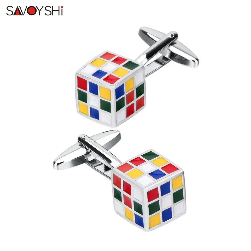 SAVOYSHI Новинка разноцветные запонки для мужчин латунный материал 3D магический куб