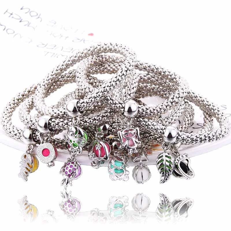 

10 Styles Cage Perfume Essential Oil Diffusion Corn Chain Bracelet Elastic Exquisite Aroma Bracelet Creative Fashion Jewelry