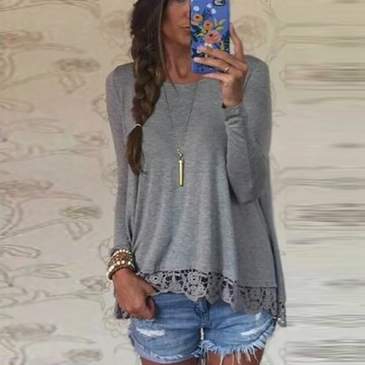 

5 Colors New 2015 Fashion Brand T Shirt Women Long Sleeve Sexy Lace Crochet Embroidery Slim Novelty Women Tops Blusas Plus Size