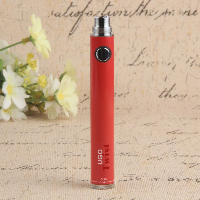 UGO Twist battery 650mah 900mah VV Vape ручка для эго 510 нить электронная сигарета распылитель USB сквозное зарядное устройство батарея - Цвет: Красный