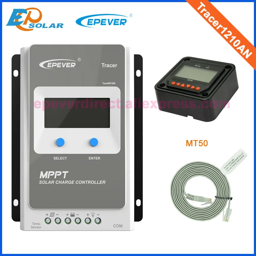 

10A Solar battery charging regulator with MT50 remote meter MPPT Tracer1210AN