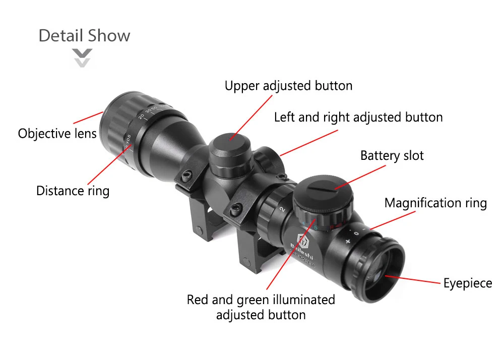 Beileshi 2 - 6 x 32AOEG Outdoor Hunting Tactical Telescope Fast Optical Sight with Scope Sunshade