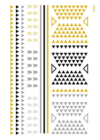 Современный Бохо флэш тату браслет из золота и серебра временный металлический поддельные цепи татуировки запястья повязки Bling плетеный браслет листья - Цвет: VT354
