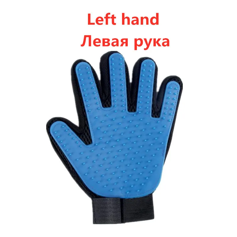 Pet Glove For Cats Cat Grooming Pet Dog Hair Deshedding Brush Comb Glove For Pet Dog Finger Cleaning Massage Glove For Animal - Цвет: ST1-blue-left