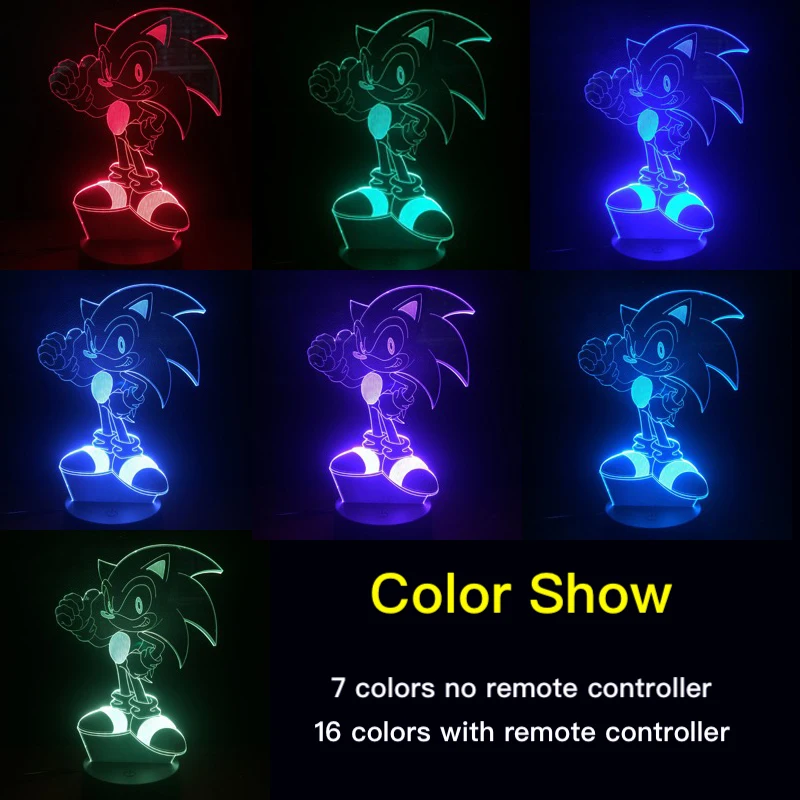  Game Sonic The Hedgehog 3D Lamp Bedside Home Decorative Lamp Kids Baby Gift 7 Color Changing Child  - 32972911117