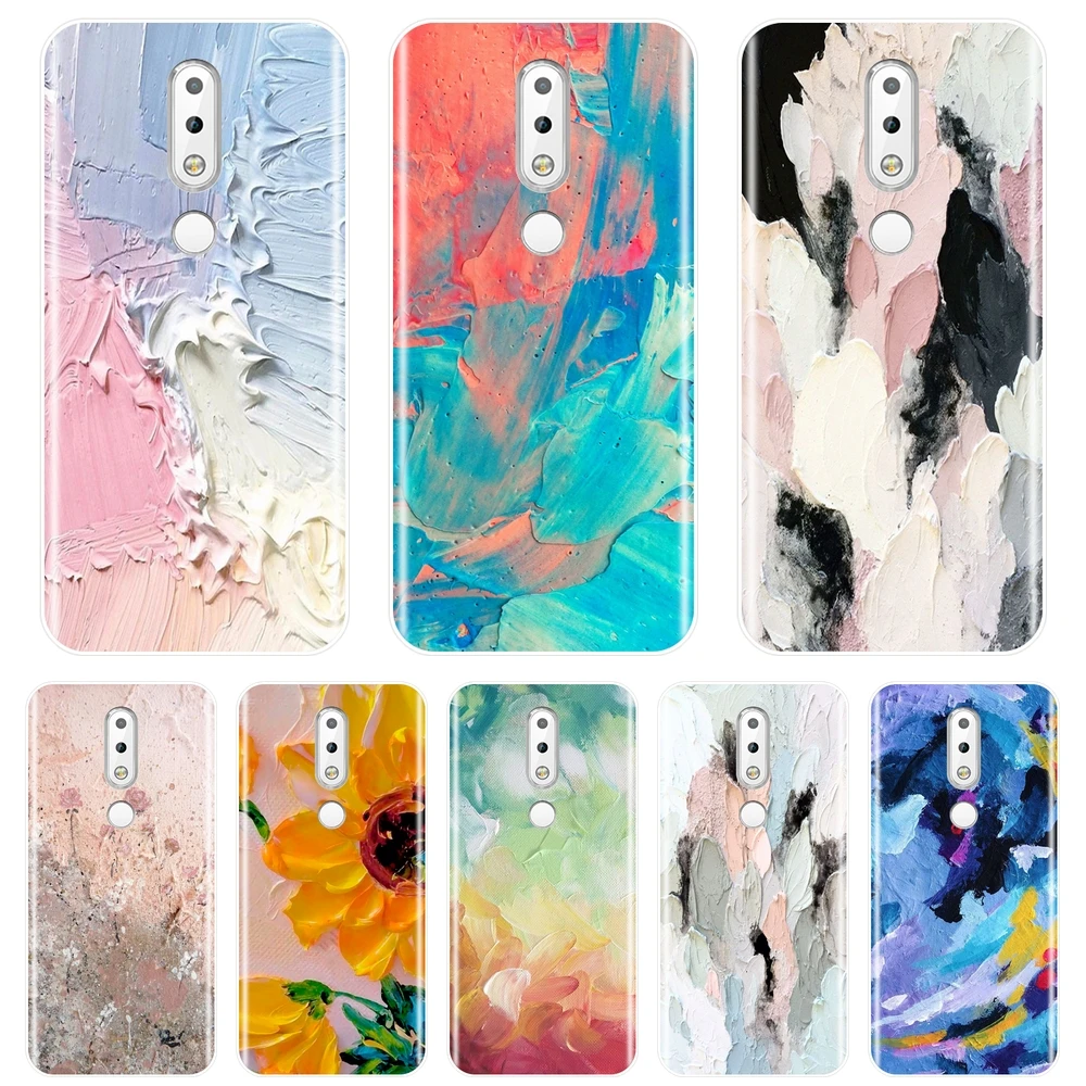 

Phone Case For Nokia 7.1 6.1 5.1 3.1 2.1 Plus Art Abstract Sunflower Soft Silicone Back Cover For Nokia 2.1 3.1 5.1 6.1 7.1 Case