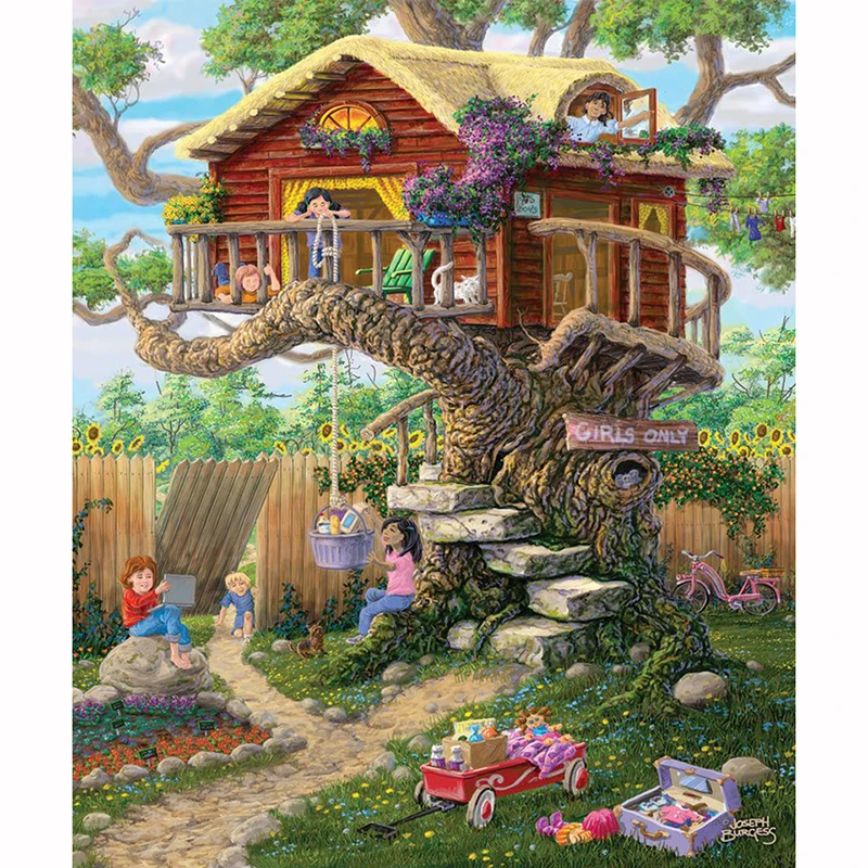 

Diamond Painting Cross Stitch 5D Diamond Embroidery Sale Scenic Tree House DIY Full Round Diamond Mosaic Needlework