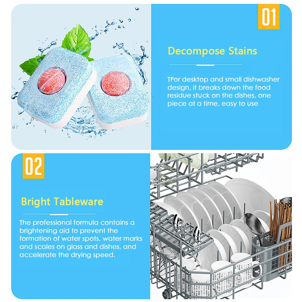 

20G LARGE Dishwasher Detergent Tablet Powerball Technology 3-in-1 Fresh Scent Dish Tabs Dishwasher washes block