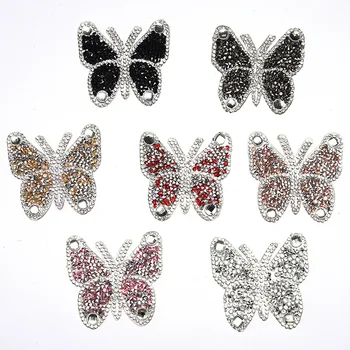 

Rhinestones For Clothes Colorful Butterfly Patches 6 cm Butterfly Iron On Transfer Sticker On Clothes Garment Apparel Badge 002