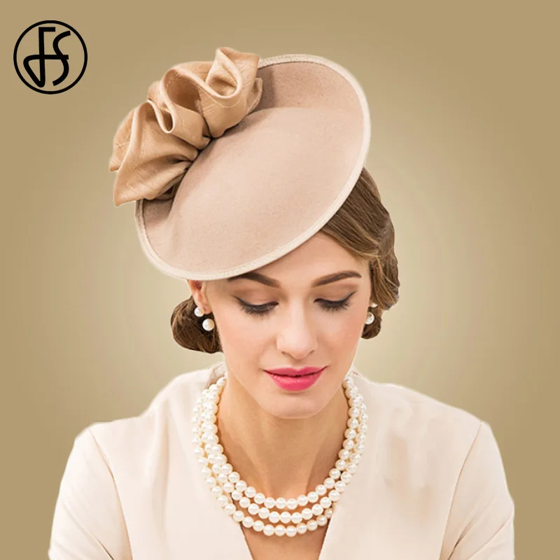Tanio FS brytyjski kapelusze kobiety Fascinator dla kościoła 100% wełny