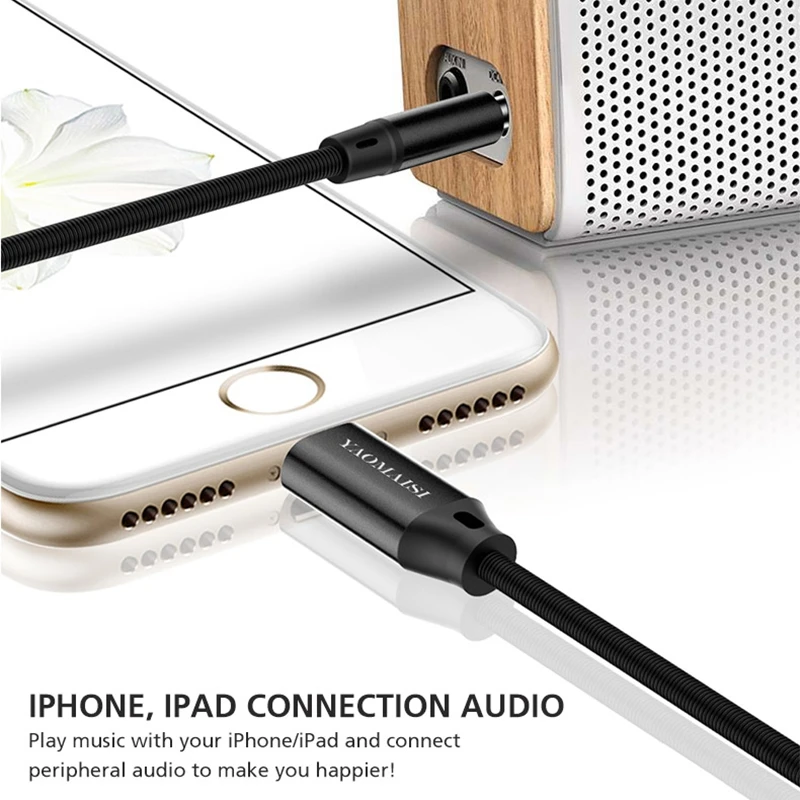 HAWEEL Q18 1 m 8 Pin типа «папа» до 3,5 мм штекер аудио кабель для iPhone XR/XS Max/X/8 Plus/7 Plus/8 Plus/7