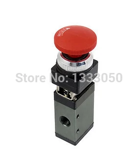 

1/4"PT Air Outlet Inlet Momentary Mushroom Button Metal Case Mechanical Valve