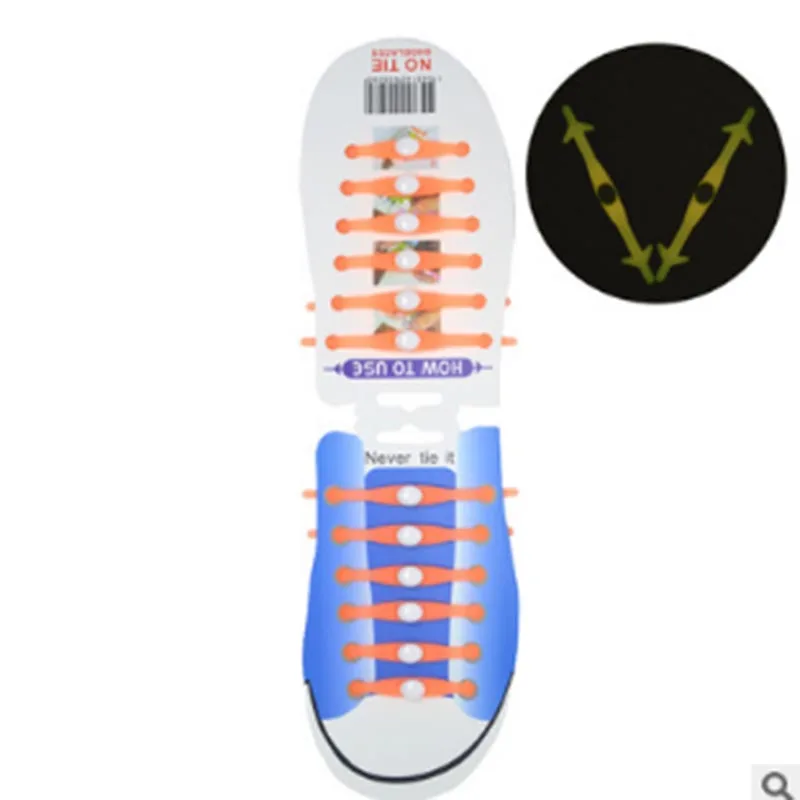 12 шт. светящиеся эластичные силиконовые шнурки для обуви для бега, Спортивные Светящиеся в темные шнурки для кроссовок