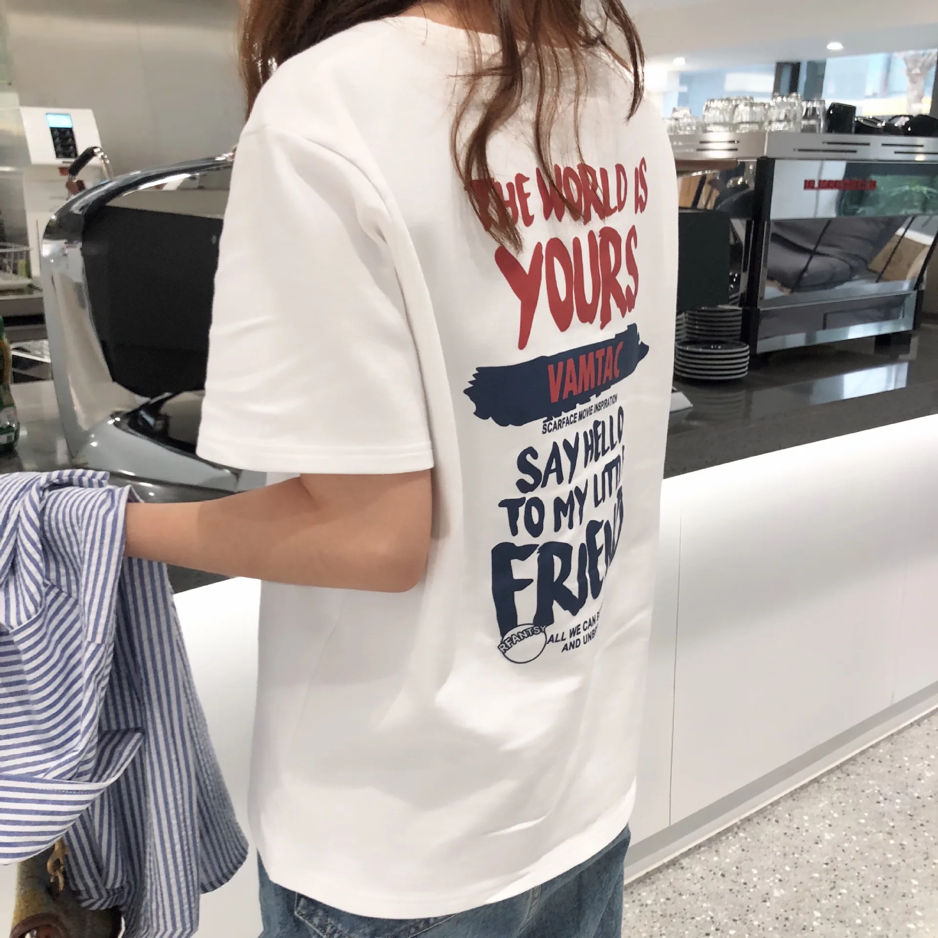 

15 Styles Summer New Women's Cartoon Letters Printed Medium Long T-shirt Girls' Short Sleeves Loose Students Tops Shirts