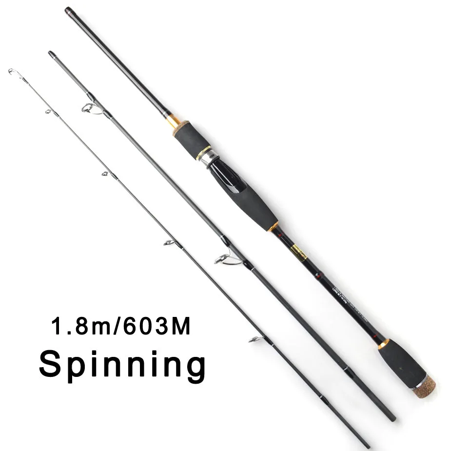 

TOMA Spinning Baitcasting Fishing Rod Japan Carbon Fiber 1.8m 3 Section 603M Lure Rods Fast Action Travel Rod Fishing Tackle
