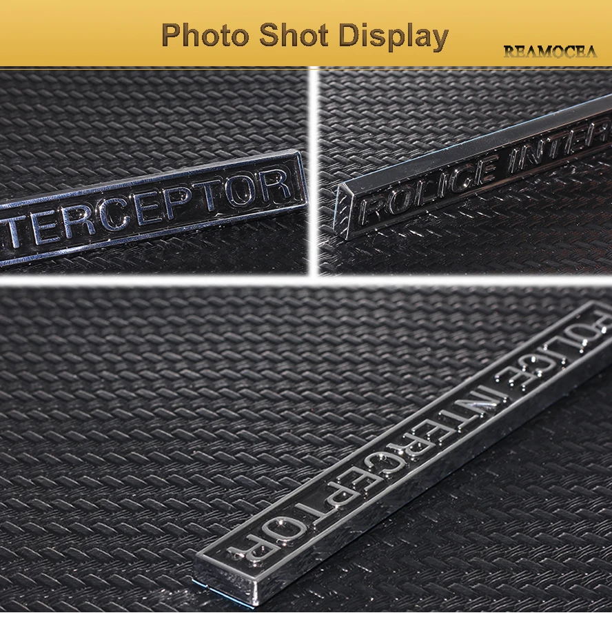 Reamocea 1Pc POLICE INTERCEPTOR ABS Emblem Badge Car Trunk Sticker Fit For Ford Series Car Styling Decoration  (8)