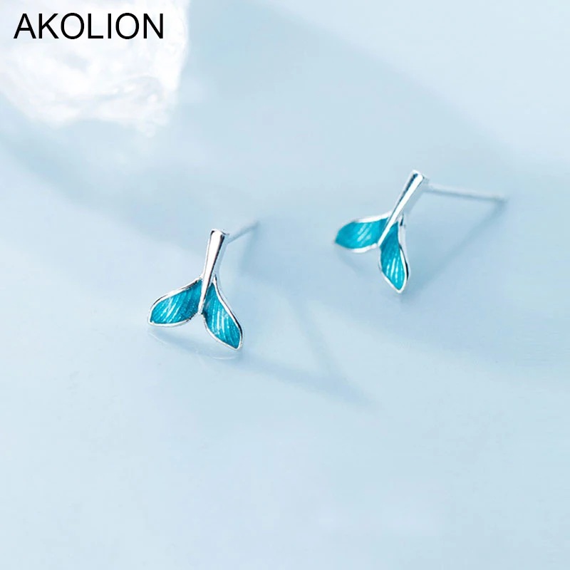 Серебряные рыбий хвост Русалка серьги-гвоздики 925 КИТ и Дельфин Хвост серьги для школьниц подарок дочери креативные модные ювелирные изделия