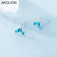 Серебряные рыбий хвост Русалка серьги-гвоздики 925 КИТ и Дельфин Хвост серьги для школьниц подарок дочери креативные модные ювелирные изделия