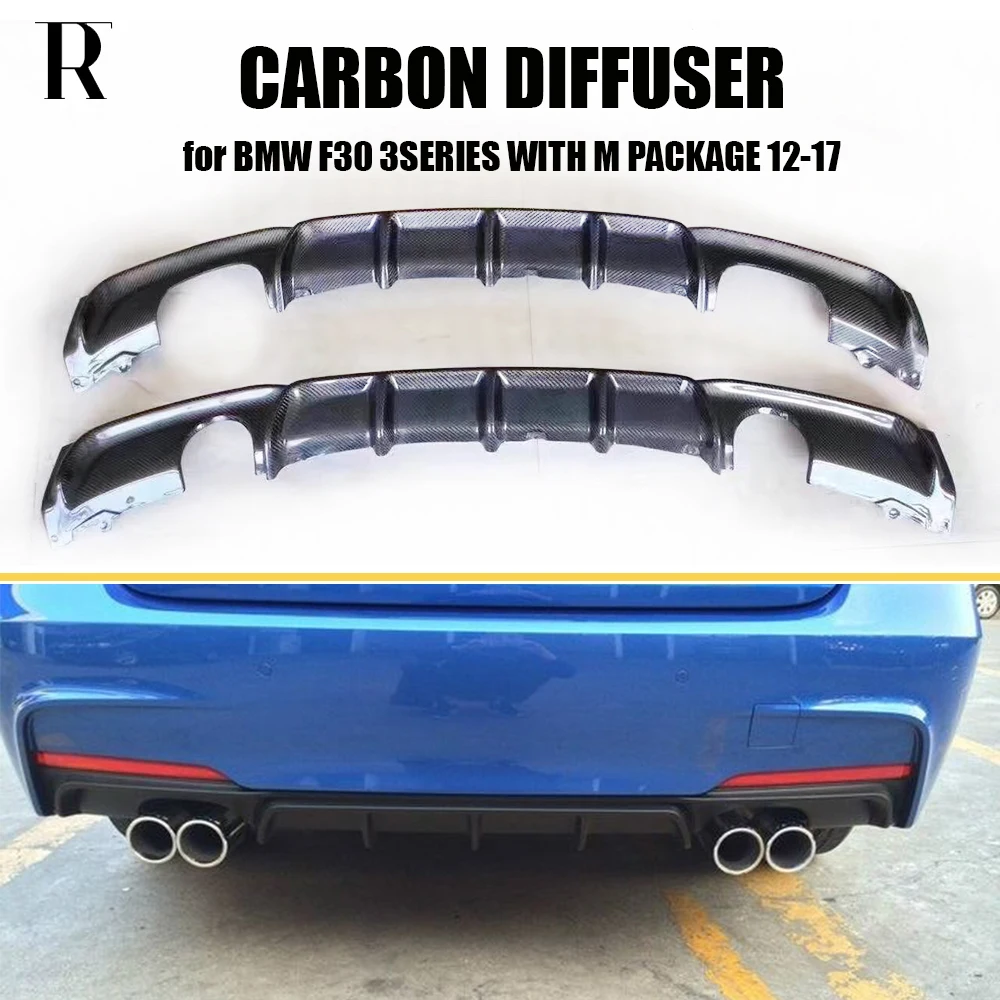 F30 M Performance Style Carbon Fiber Rear Bumper Diffuser Lip for BMW
