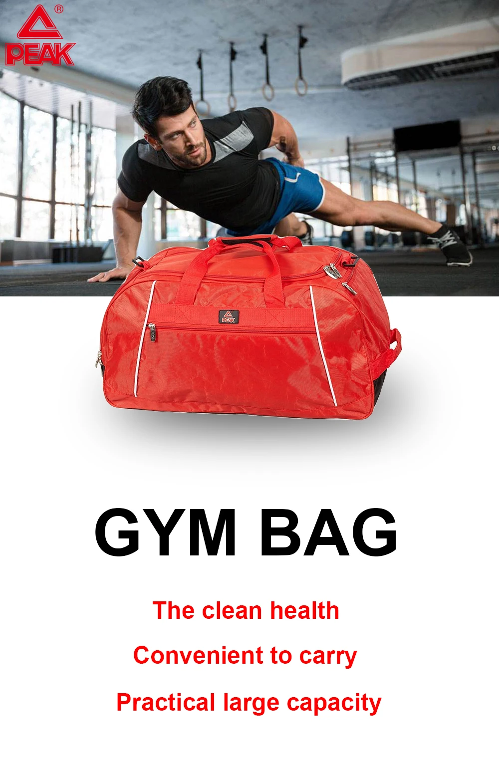 PEAK Men Women Yoga Gym Sports Bag Waterproof Durable Multi-function Handbag Outdoor Luggage Portable Travel Fitness Handbag