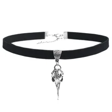 1 шт., модное ювелирное изделие, колье-чокер черного цвета, 10 мм, плоский шнур из искусственной замши, ворона, Ворон, птица, Череп, Очаровательное ожерелье-чокер 13 дюймов