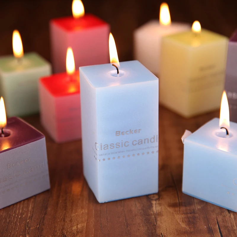 Классические квадратные восковые свечи для свадьбы, Европейский стиль, ароматерапевтические свечи, беспламенный ароматизированный чайный светильник, свечи для ужина