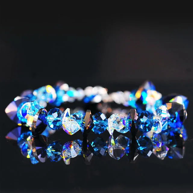 

USTYLE Haiyangzhixin S925 Silver SWA Bracelet Austrian Crystal Jewelry Bracelet Female Birthday Gift YB0002
