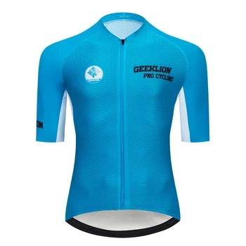 

Geeklion Breathable Blue Summer Laser Cut Short Sleeves Cycling Jersey MTB Bike Clothing Ropa Ciclismo Cycle Wear