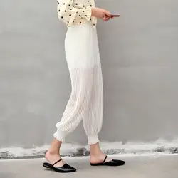 Bloom брюки лето мода новый корейский стиль свободные тонкие Высокая Талия Повседневное Брюки Женская одежда шифон Брюки 2018 новые женские