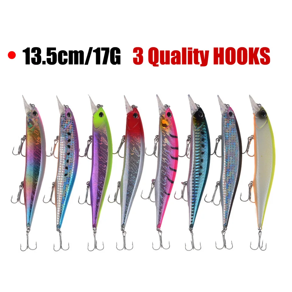 1 قطعة 13.5 سنتيمتر 17g جودة طعوم صيد سمك البلمة الصلب إيسكا الاصطناعي Crankbait ضيق المتذبذب طعم بلاستيكي Pesca