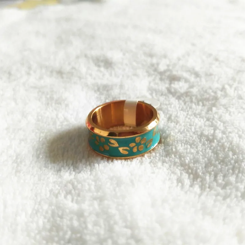 

Fashion Punk Female Rings Gold Stainless Steel Simple Green Charms Rings Jewelry For Women