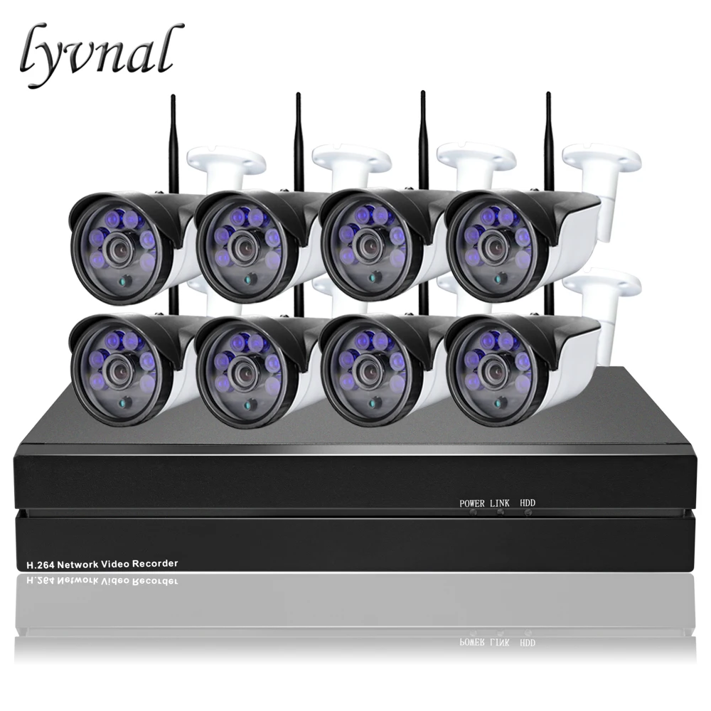 LYVNAL 8ch wifi камера комплект h.265 2mp беспроводная камера наблюдения sony 1080p p2p onvif h265/h264 5mp 2mp 8ch nvr система wifi комплект