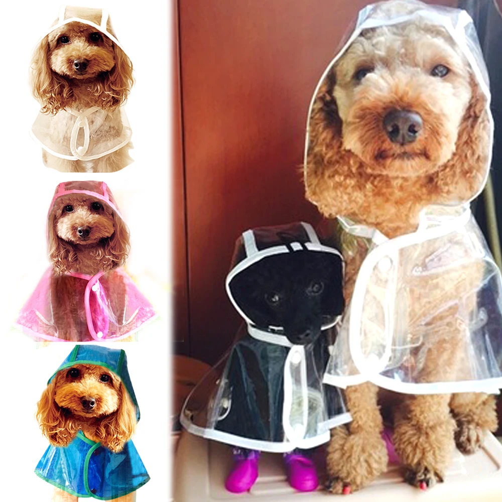 

Dog Raincoat Waterproof Dog Clothes Transparent Soft Rain Jacket With Hood For Small And Meduim Dogs 4 Sizes S M L XL