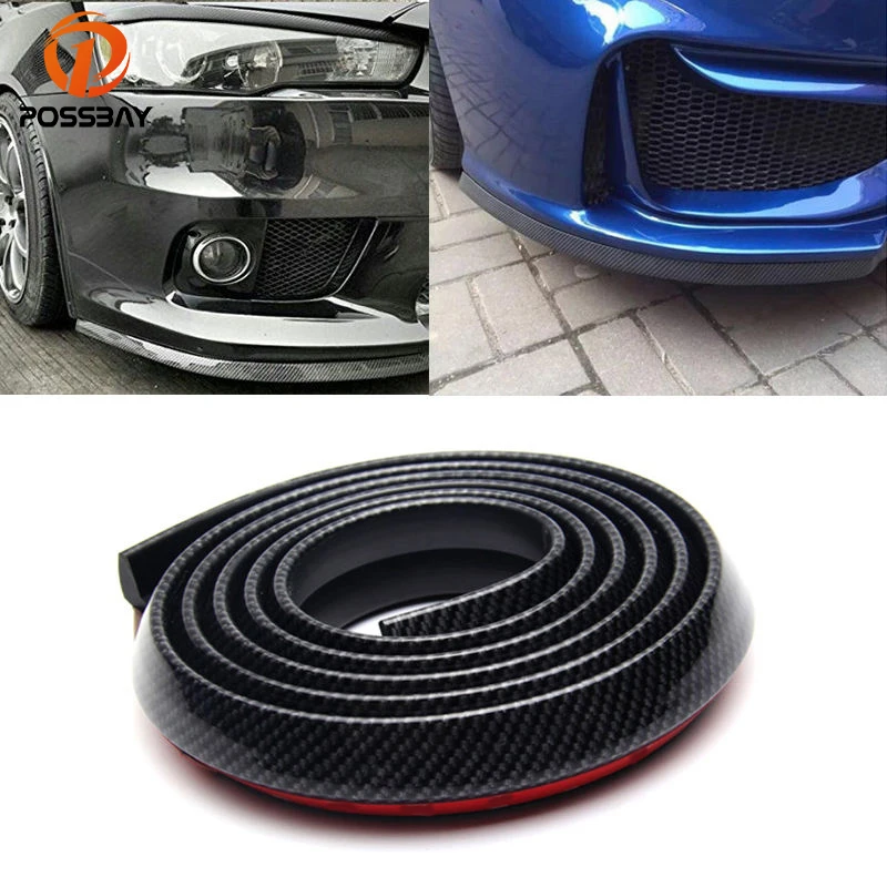 

POSSBAY 2.5M Car Rubber Bumper Guard Protector Door Edge Strip Trim Moulding Anti-collision Front Bumper Lip Splitter Stickers