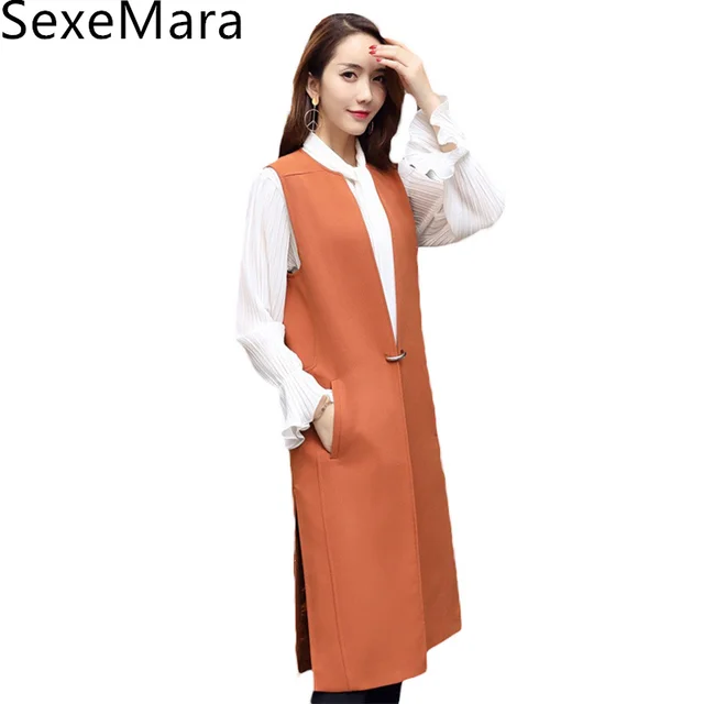 2017Long Suit Vest For Women Spring Autumn Fashion Slim Sleeveless
