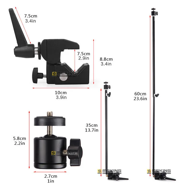 Selens 60Cm Teleobiettivo Staffa Mk-9 Mini Testa A Sfera Clip Universale Kit Di Accessori Per Treppiede Per Fotocamera Treppiede Steadycam Steadicam