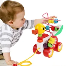Duckling Trailer Toy Baby Wooden Toys Children Educational Toys 9 Months to 3 Year Olds Duckling Trailer Round Gifts