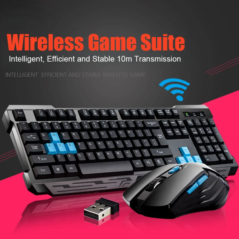 

Keyboard Mouse Combos Waterproof Multimedia 2.4GHz Wireless Gaming Keyboard USB Cordless Mous XJ66
