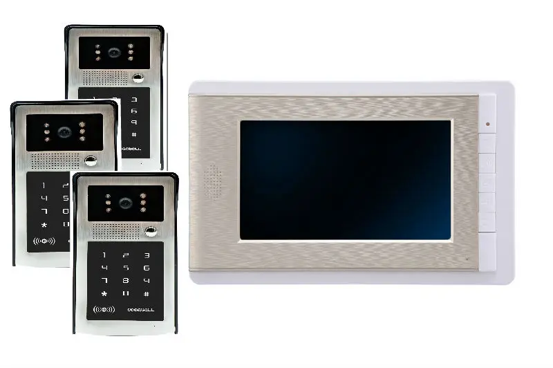 7 Inch LCD Color Video Door Phone Doorbell Intercom Entry System Kit Unlock Night Vision Monitor and Rainproof IR Camera 3V1