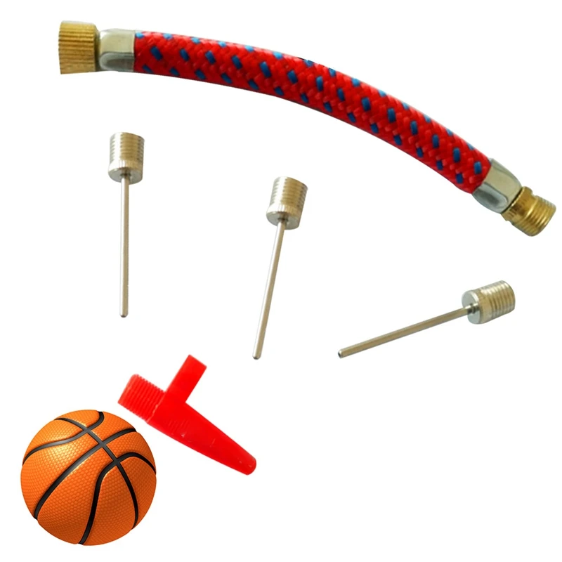 

5 Pcs/Set Standard Size Needles Pump Adaptor Kit Inflatable Valve Connector Football Airbed Bicycle for Bicycle Tyres Ball