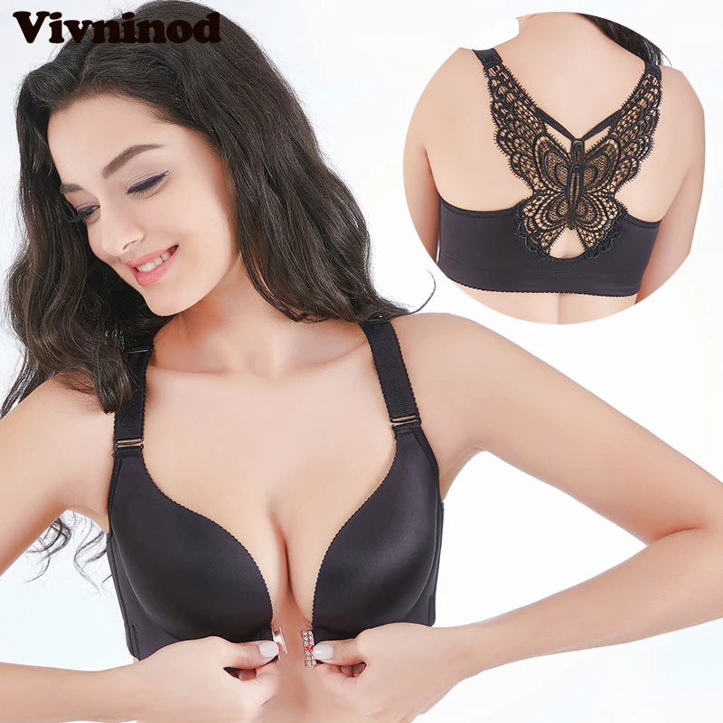 

2018 Sexy Underwear Women Bra Lingerie Push Up Front Closure Plus Size 120 CDE Cup Bra Seamless Brassiere Wire Free bh Sujetador