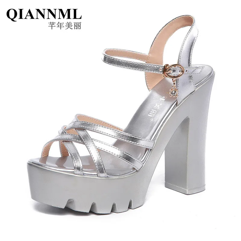 silver block heel platform sandals