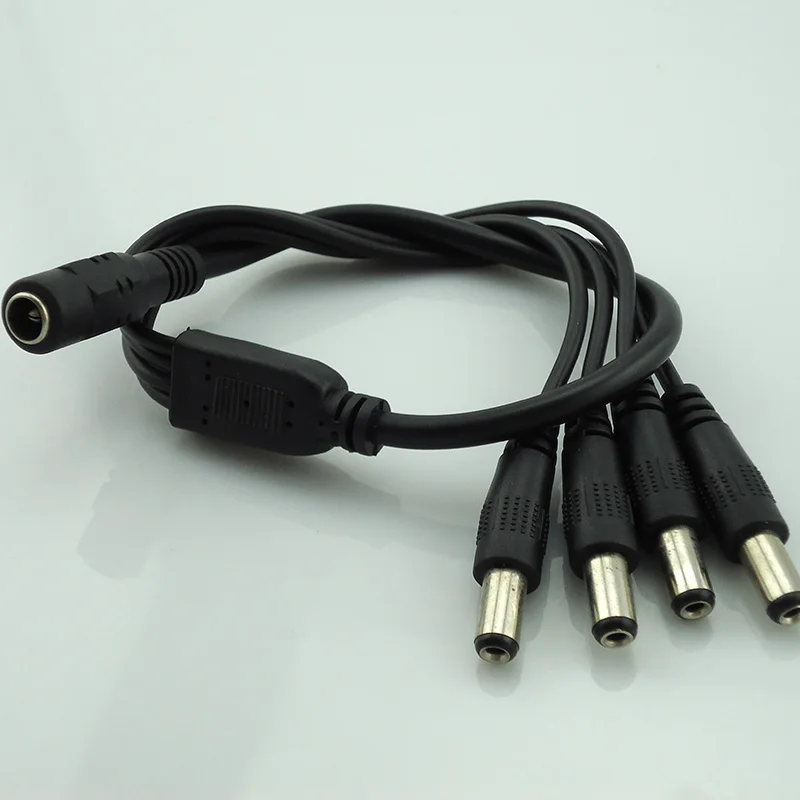 

50Pcs Wholesale 2.1*5.5Mm 1 Female To 4 Male Splitter Plug Cable Surveillance Dc Power Supply 12V For Cctv Video Camera