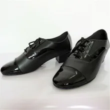 Мужские лакированные кожаные туфли для танцев сальса Латинский бальный танец обувь на заказ Plataforma пикантная мужская обувь на низком каблуке черного цвета JYG447